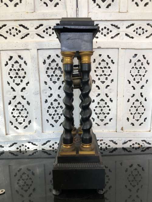 WOW !!! STUNNING PORTICO EBONISED MANTLE CLOCK - JAPY FRERES MOVEMENT DATED 1855 - WORKING 100%
