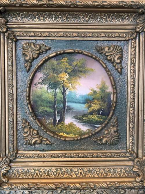 WHAT A STUNNER - GORGEOUS ANTIQUE WOODEN GILT PICTURE FRAME - BEAUTIFUL UNSIGNED OIL PAINTING
