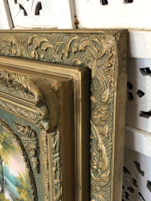 WHAT A STUNNER - GORGEOUS ANTIQUE WOODEN GILT PICTURE FRAME - BEAUTIFUL UNSIGNED OIL PAINTING