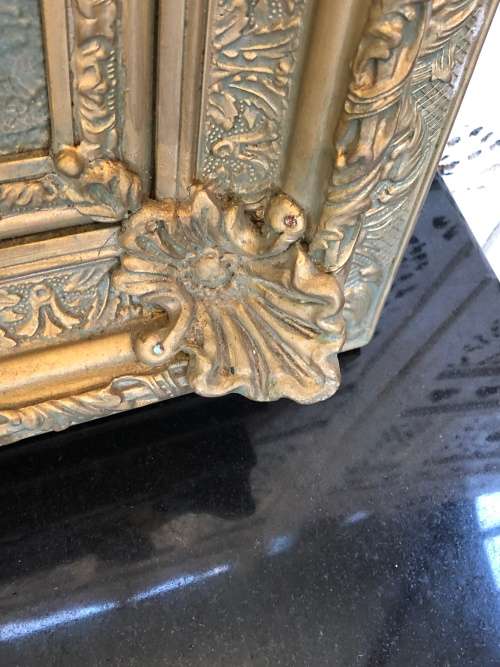 WHAT A STUNNER - GORGEOUS ANTIQUE WOODEN GILT PICTURE FRAME - BEAUTIFUL UNSIGNED OIL PAINTING