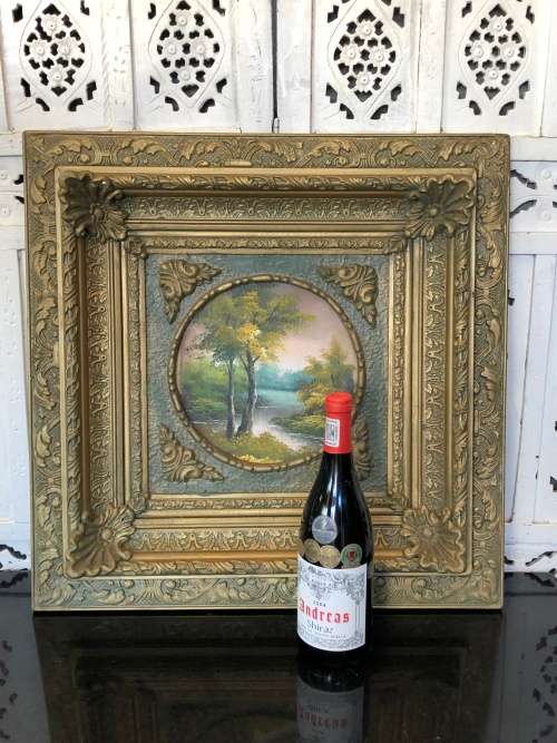 WHAT A STUNNER - GORGEOUS ANTIQUE WOODEN GILT PICTURE FRAME - BEAUTIFUL UNSIGNED OIL PAINTING