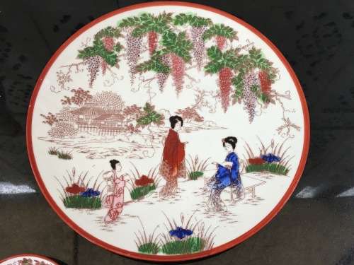 Beautiful Japanese c1930s  Nippon Tokusei marked Arita Imari Cake Plate 25 cm  & 3 small dishes
