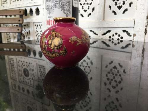 Rare Singer Limoges France Victorian Small Pink & Gold Bud Vase