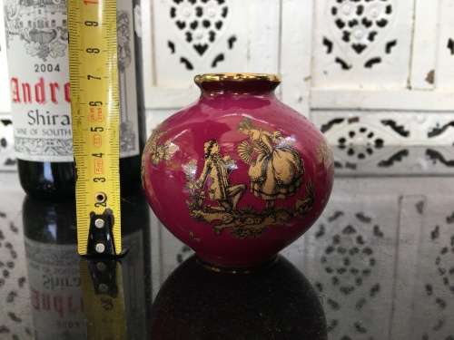 Rare Singer Limoges France Victorian Small Pink & Gold Bud Vase
