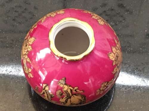 Rare Singer Limoges France Victorian Small Pink & Gold Bud Vase