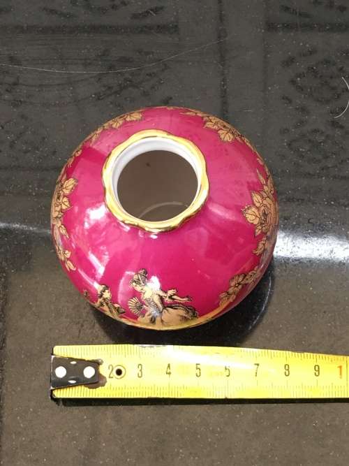 Rare Singer Limoges France Victorian Small Pink & Gold Bud Vase
