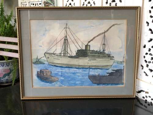 INVESTMENT ART !!!! PIERRE VOLSCHENK (1926 - ) FRAMED WATERCOLOR UNSIGNED BUT NOTED ON THE REVERSE