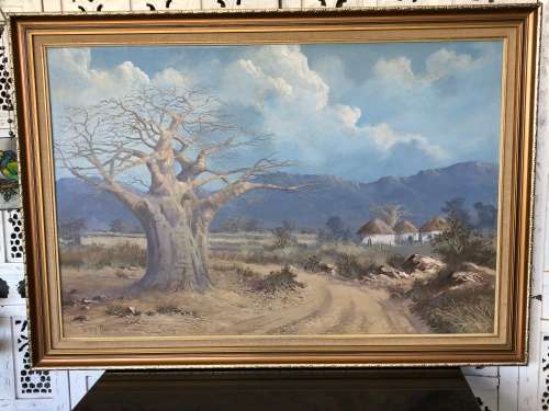 INVESTMENT ART !!! LISTED ARTIST WENDY MILLS - LARGE OIL ON CANVAS LANDSCAPE - FRAMED AND DATED 1990