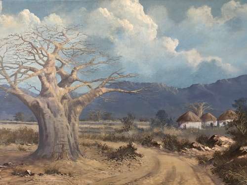 INVESTMENT ART !!! LISTED ARTIST WENDY MILLS - LARGE OIL ON CANVAS LANDSCAPE - FRAMED AND DATED 1990