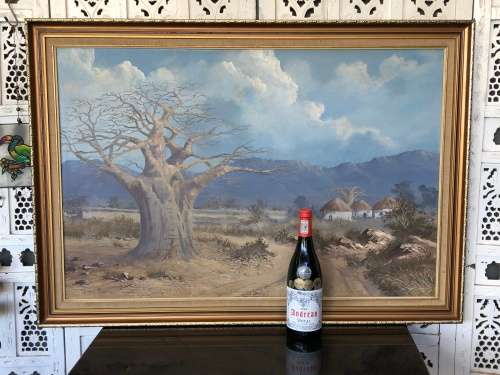 INVESTMENT ART !!! LISTED ARTIST WENDY MILLS - LARGE OIL ON CANVAS LANDSCAPE - FRAMED AND DATED 1990
