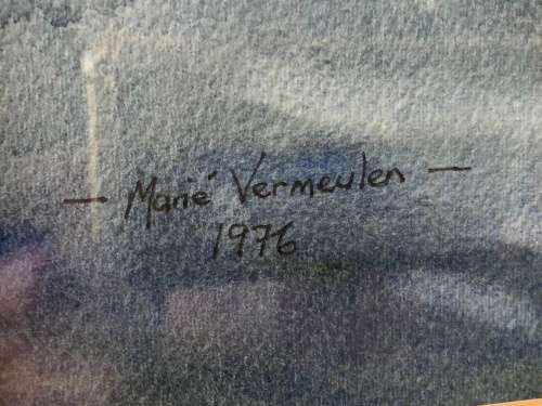 INVESTMENT ART !! MARIE VERMEULEN (BREEDT) 1954 - ORIGINAL RARE WATERCOLOR DATED 1976
