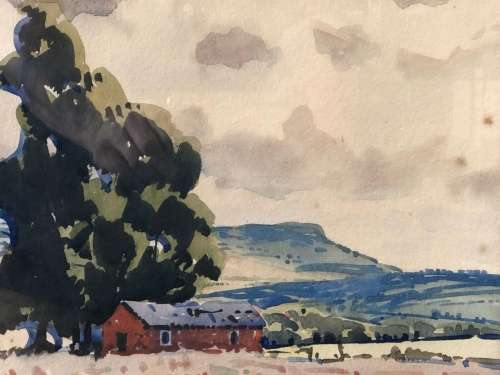 INVESTMENT ART !! SYDNEY CARTER (1874 - 1945) LANDSCAPE WATERCOLOR TITLED "ALIWAL NORTH"