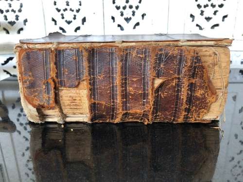 WOW !!! LEATHER BOUND - ANTIQUE DUTCH BIBLE BY JOHANNES ENSCHEDE & SONS c 1884