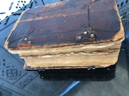 WOW !!! LEATHER BOUND - ANTIQUE DUTCH BIBLE BY JOHANNES ENSCHEDE & SONS c 1884