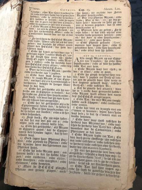 WOW !!! LEATHER BOUND - ANTIQUE DUTCH BIBLE BY JOHANNES ENSCHEDE & SONS c 1884