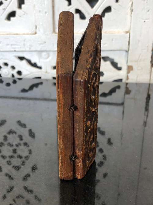WOW !!! ANTIQUE - POSSIBLY 18th CENTURY, RUSSIAN ORTHODOX ICON HINGED TRAVELLING SHRINE