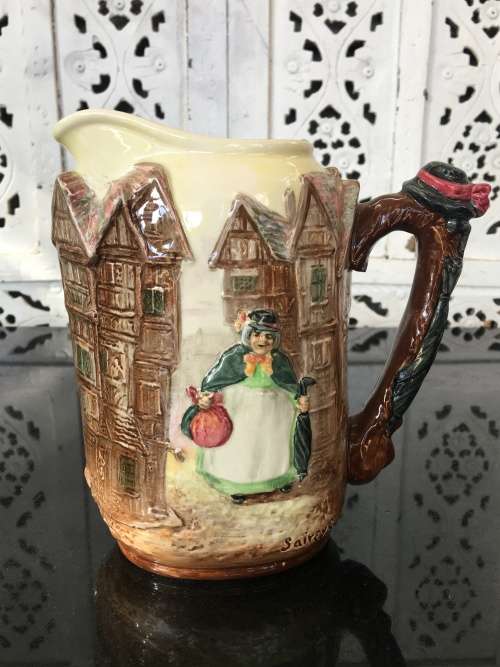 Rare Royal Doulton Dickens Series G 'Sairey Gamp' Relief Moulded Jug D6395 c1953