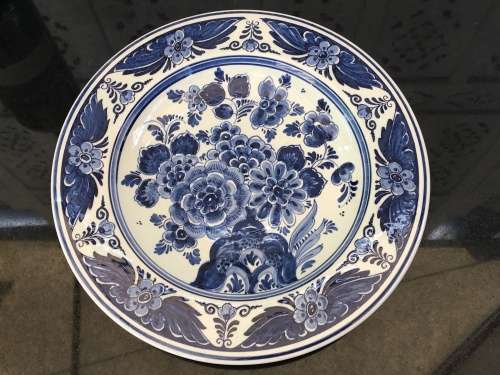 Delightful Old Delft Blauw Hand Painted Made In Holland Signed Plate/Wall Hanging 23.5 cm