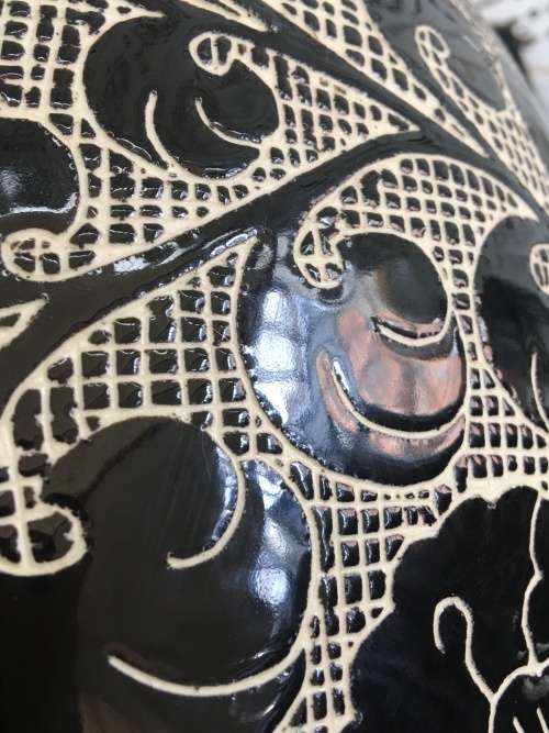 Wow!!! A Large Majestic Chinese Cizhou Noir Style Carved Bottle Vase with Markings on Base