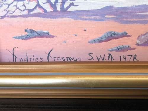 WOW !!! ANDRIES ERASMUS ( SWA ) ORIGINAL OIL ON BOARD LANDSCAPE - FRAMED READY TO HANG