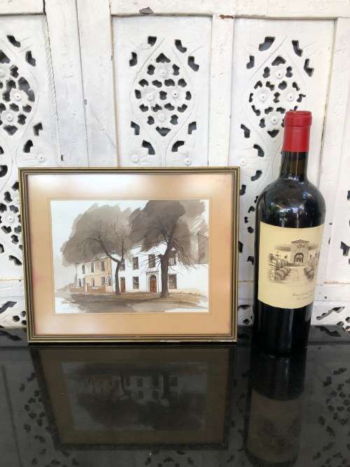 INVESTMENT ART !! DAVID WHEILDON OOSTHUIZEN (1946 - ) WATERCOLOR TITLED "DORP STREET STELLENBOSCH"