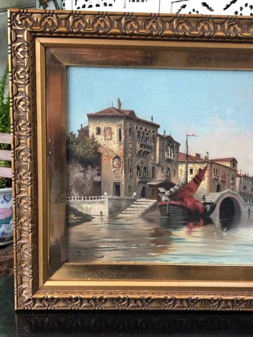 INVESTMENT !!! KARL KAUFMANN (1843-1901) AUSTRIAN ARTIST OIL ON CANVAS VENETIAN SCENE - GILT FRAMED