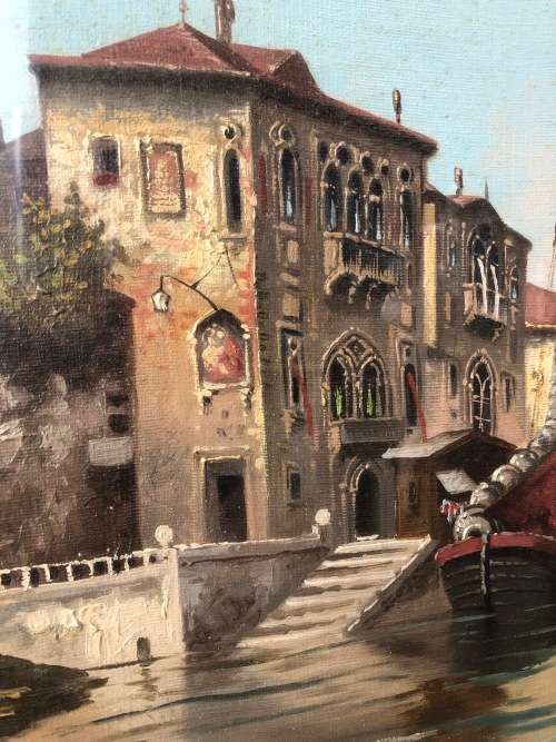 INVESTMENT !!! KARL KAUFMANN (1843-1901) AUSTRIAN ARTIST OIL ON CANVAS VENETIAN SCENE - GILT FRAMED