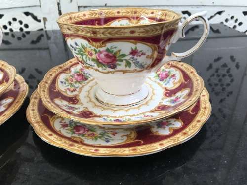 Delightful Lady Hamilton c1939-1945 Date Stamp Royal Albert Bone China England,Tea Trios