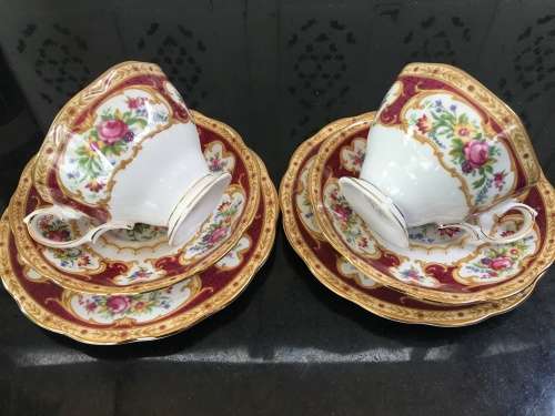 Delightful Lady Hamilton c1939-1945 Date Stamp Royal Albert Bone China England,Tea Trios