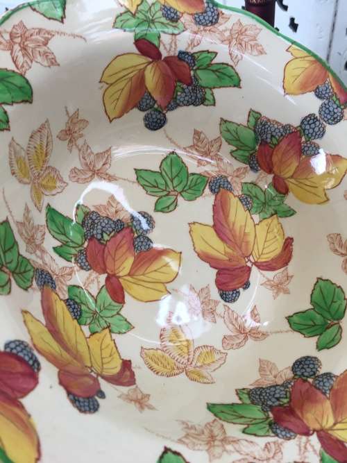 Lovely Rare "BlackBerry" Royal Doulton England Scalloped Salad Bowl D5698. 24 cm