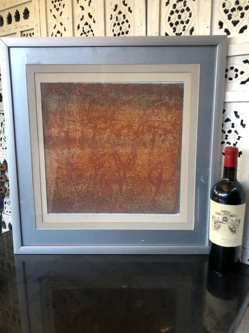 INVESTMENT ART !! CYNTHIA VILLET (1934 - 2018) SA 20th CENTURY FRAMED ABSTRACT MIXED MEDIA ON CANVAS