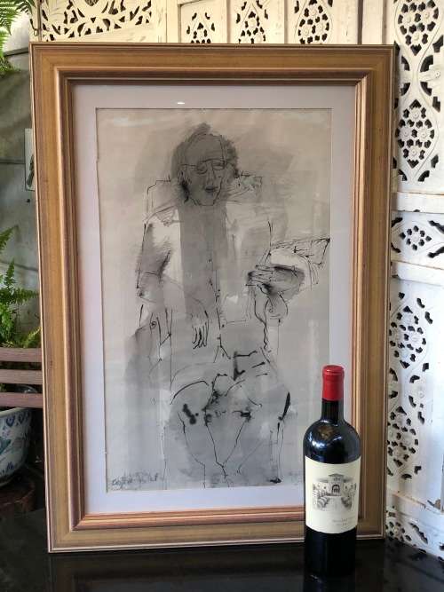 INVESTMENT ART !! CYNTHIA VILLET (1934 - 2018) SA 20th CENTURY FRAMED ABSTRACT MIXED MEDIA ON PAPER