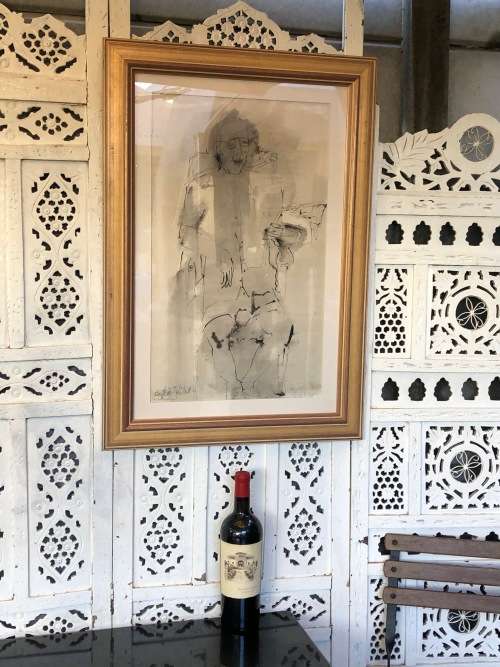 INVESTMENT ART !! CYNTHIA VILLET (1934 - 2018) SA 20th CENTURY FRAMED ABSTRACT MIXED MEDIA ON PAPER
