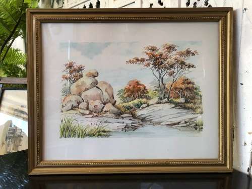 WOW !!! SYLVIA HANGER ORIGINAL WATERCOLOR PAINTING - BEAUTIFULLY FRAMED