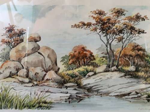 WOW !!! SYLVIA HANGER ORIGINAL WATERCOLOR PAINTING - BEAUTIFULLY FRAMED