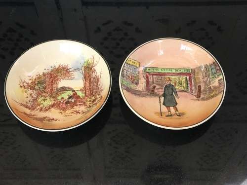 2 Old Royal Doulton Dickens-Ware & Rustic England bowls small 13.5 cm sweet bowls