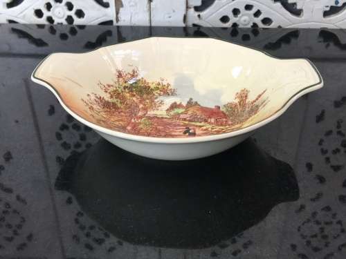 2 Old Royal Doulton Coaching Scene & Rustic England bowls small 17.5 cm sweet bowls