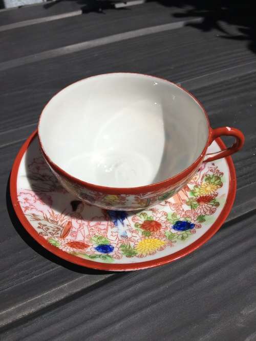 Antique c1920s Dai Nippon Japanese Geisha Kutani Lithophane/Eggshell Porcelain Duo