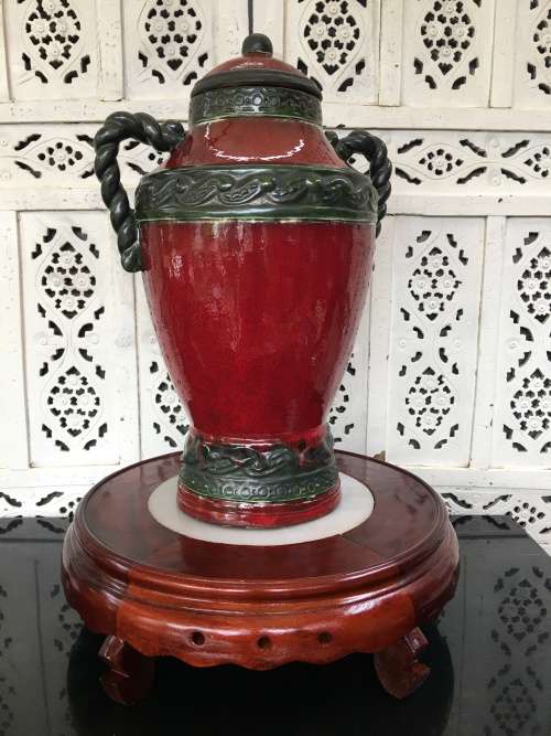 A  XX Large Rare Collectors Antique/Vintage Chinese Hand Carved Wood & Marble Display Stand