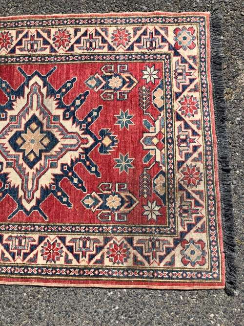 WOW !!! STUNNING PURE WOOL HAND KNOTTED KAZAK PERSIAN CARPET 1270 X 960mm