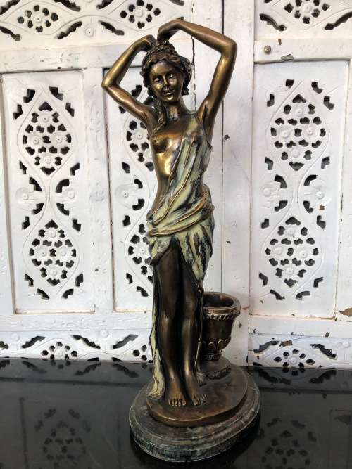 WOW !!! GORGEOUS SIGNED ART DECO SEMI-NUDE BRONZE ON A MARBLE BASE - STUNNING INVESTMENT PIECE