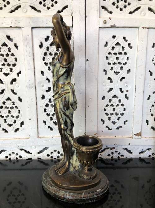 WOW !!! GORGEOUS SIGNED ART DECO SEMI-NUDE BRONZE ON A MARBLE BASE - STUNNING INVESTMENT PIECE