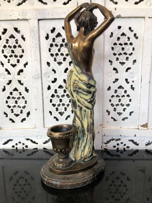 WOW !!! GORGEOUS SIGNED ART DECO SEMI-NUDE BRONZE ON A MARBLE BASE - STUNNING INVESTMENT PIECE