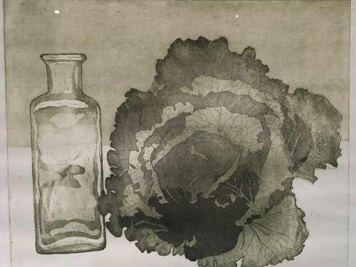 TESSA BEAVER (1932-2018) UK ARTIST - FRAMED LIMITED EDITION ETCHING 1/100 TITLED "CABBAGE"