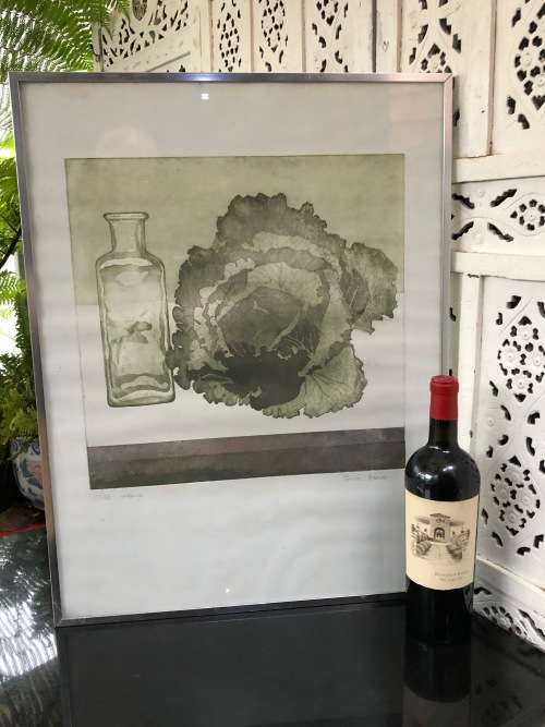 TESSA BEAVER (1932-2018) UK ARTIST - FRAMED LIMITED EDITION ETCHING 1/100 TITLED "CABBAGE"