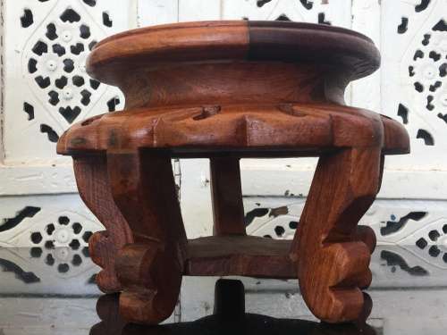 Vintage Chinese  Carved Wooden Stand with marble inlay. Perfect for any Display Bonzai or Vase