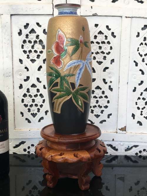 Vintage Chinese  Carved Wooden Stand with marble inlay. Perfect for any Display Bonzai or Vase