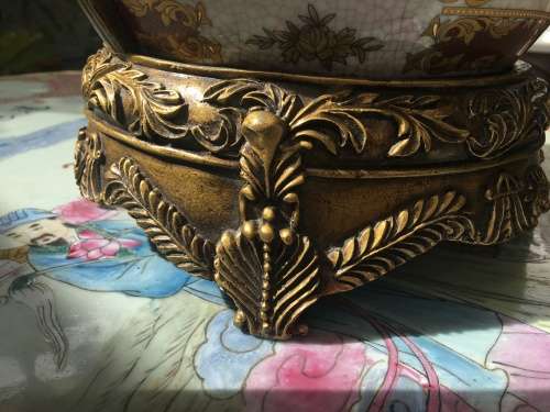 Vintage Chinese Bronzed Polymer Ormolu Mounted Cache Pot