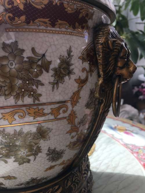 Vintage Chinese Bronzed Polymer Ormolu Mounted Cache Pot