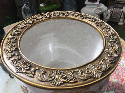 Vintage Chinese Bronzed Polymer Ormolu Mounted Cache Pot